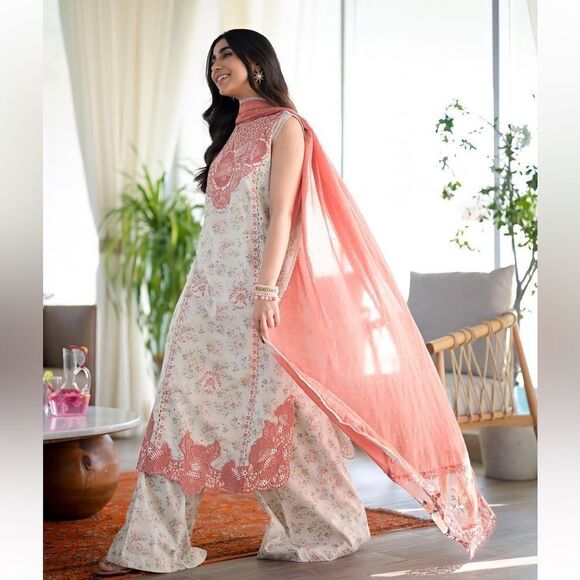 ZAIB PAKISTANI DESIGNER DRESS 3 PIECE STITCHED WITH LONG SLEEVES - Picture 1 of 12